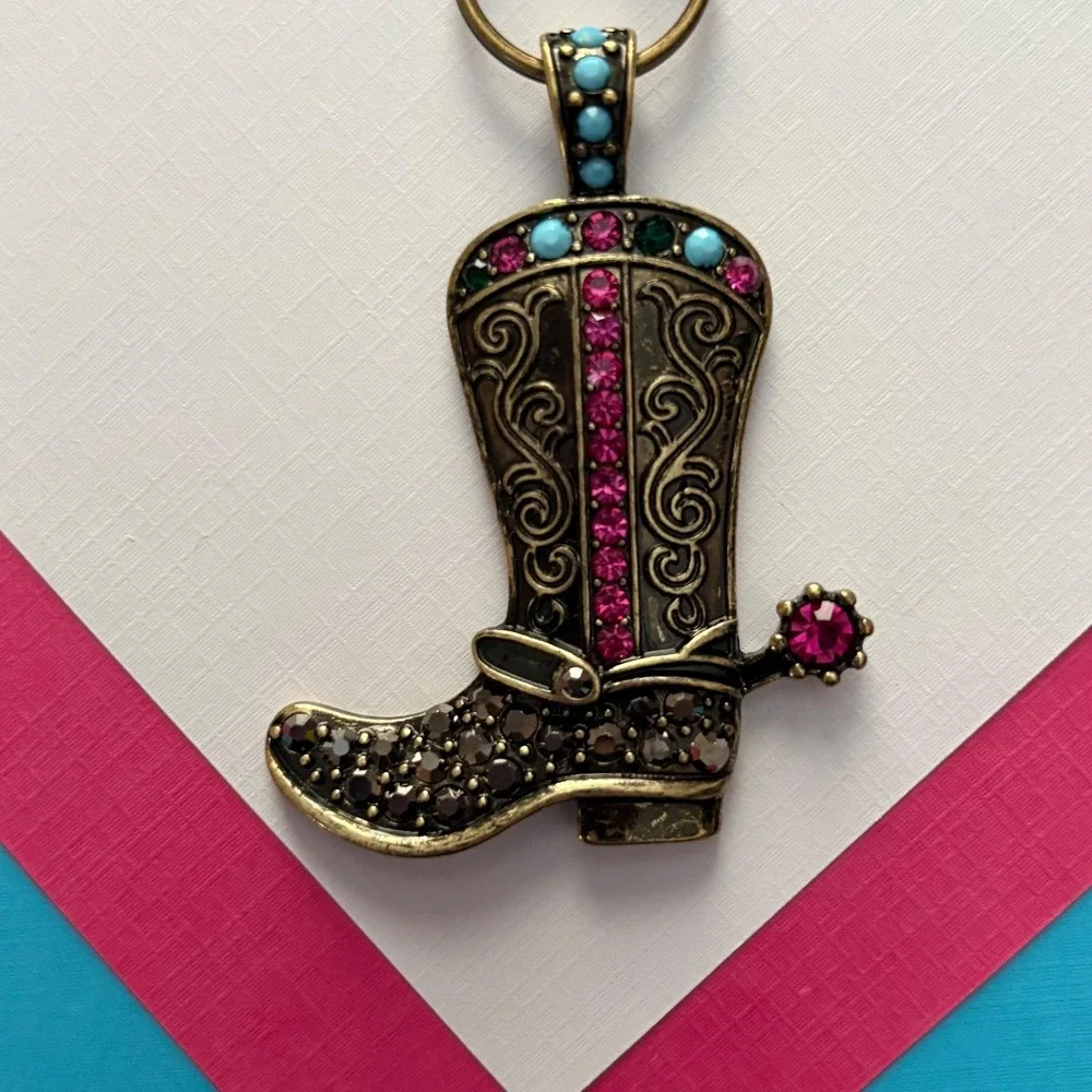 Bronze Rhinestone Western Boot Keychain Purse Charm Keychain Bag Accessory